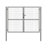 Puerta valla metalica doble hoja gris claro premium cerradura y maneta