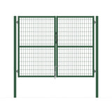 Puerta valla metalica doble hoja verde aldaba para candado