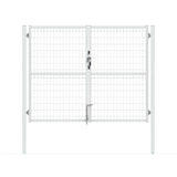 Puerta valla metalica doble hoja blanca premium aldaba para candado