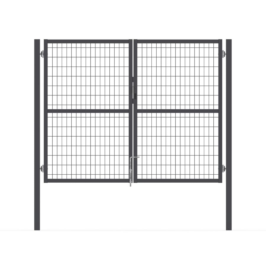 Puerta valla metalica doble hoja gris antracita aldaba para candado