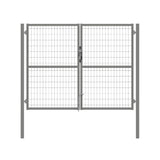Puerta valla metalica doble hoja gris claro premium aldaba candado