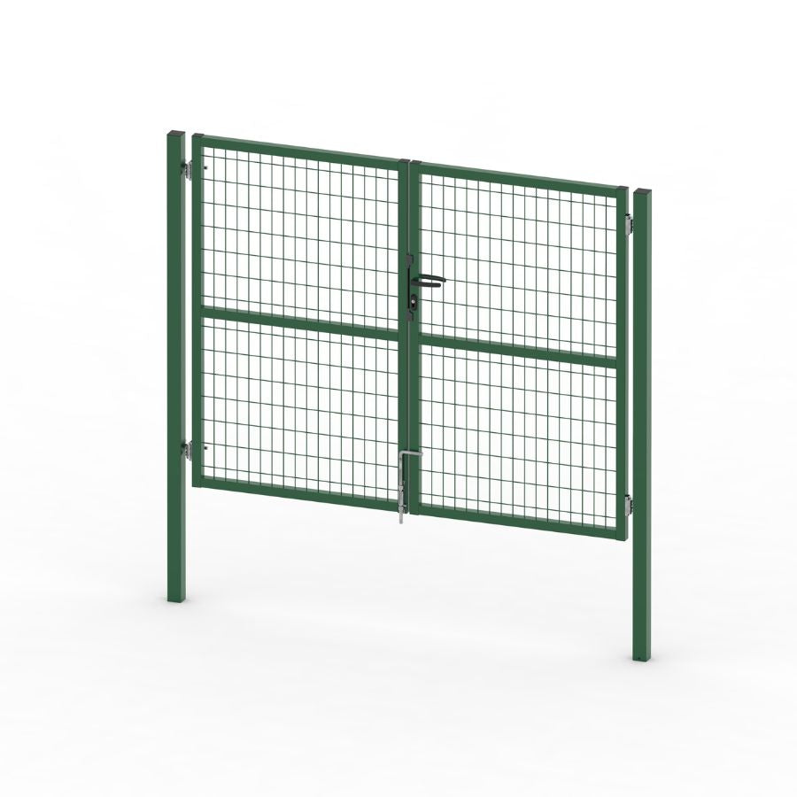 Puerta valla metalica doble hoja verde Premium